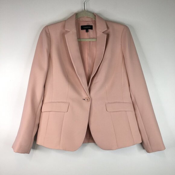 Talbots Apricot Classic One Button Lined Blazer Jacket Size 2 - Picture 1 of 12